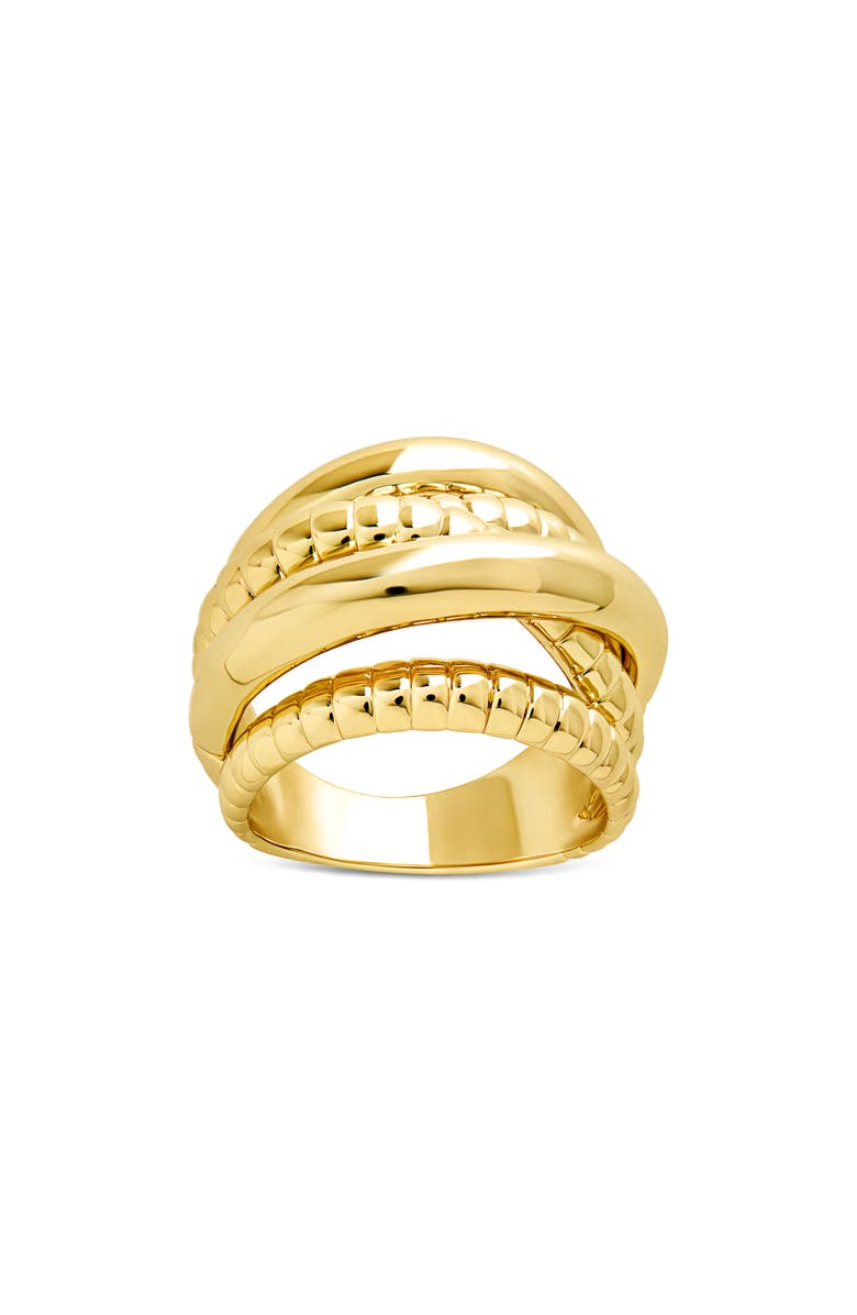 Sterling Forever Hester Polished & Ribbed Stack Ring, Alternate, color, Gold