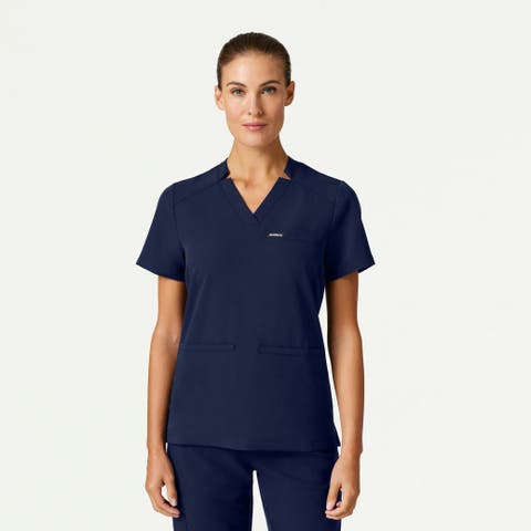 Helia Women's 3-Pocket Slim Notched V-Neck Scrub Top