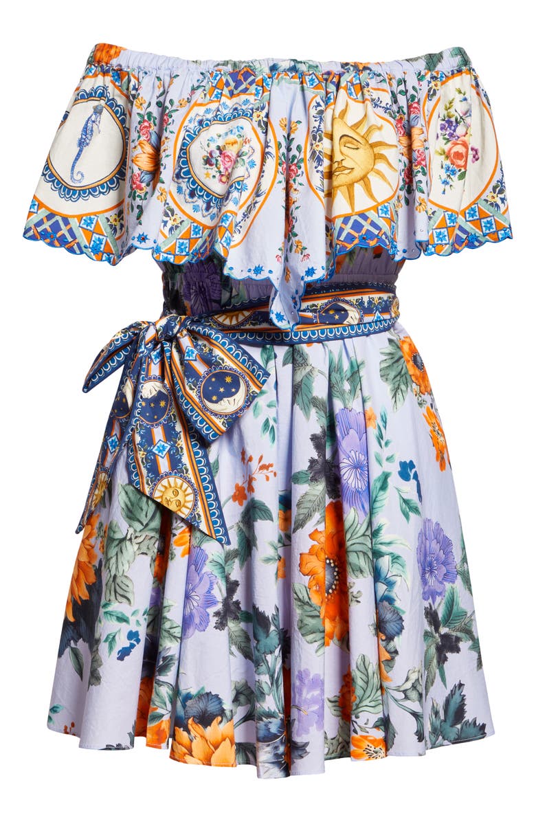 Camilla Luscious in Lisbon Off the Shoulder Belted Organic Cotton Dress, Alternate, color, Luscious In Lisbon