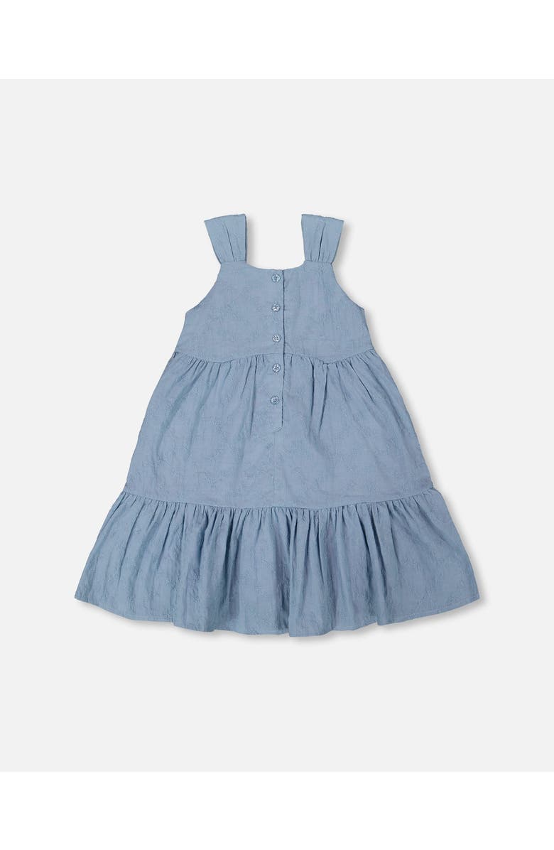 Deux par Deux Girl's Multi-Tiered Eyelet Dress Gray Blue, Alternate, color,