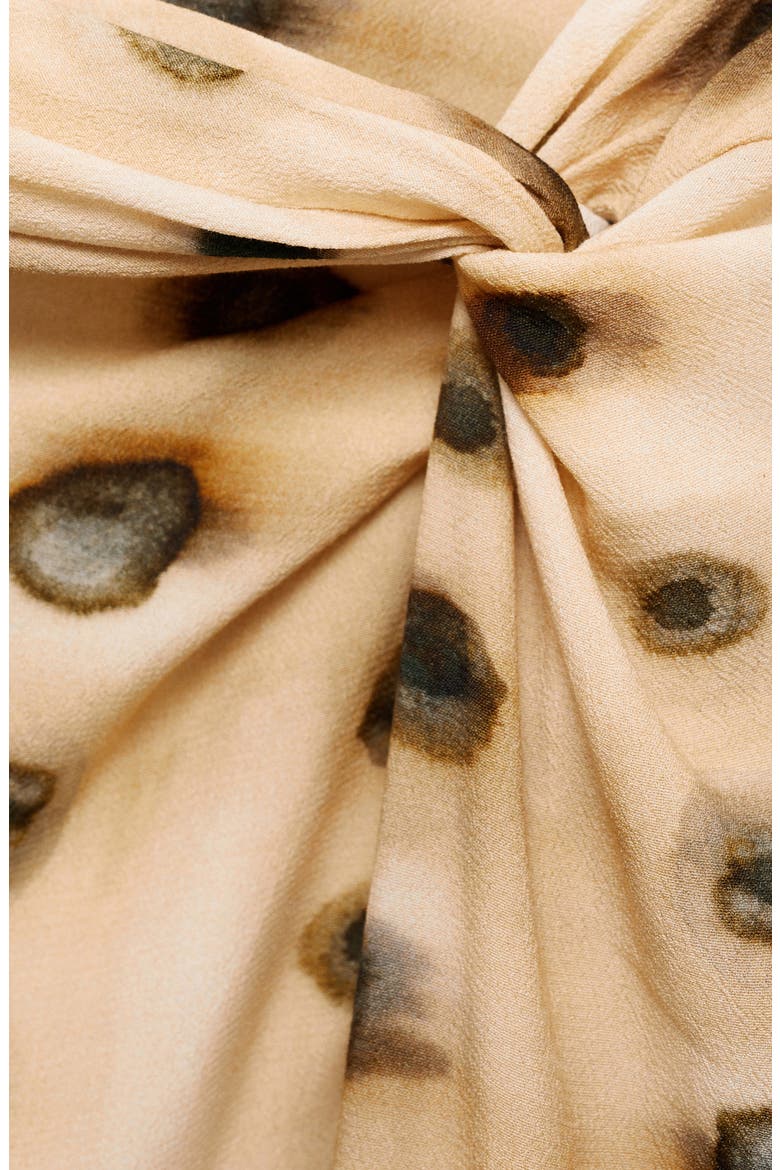 Dot Print Knot Midi Skirt, Alternate, color, BEIGE