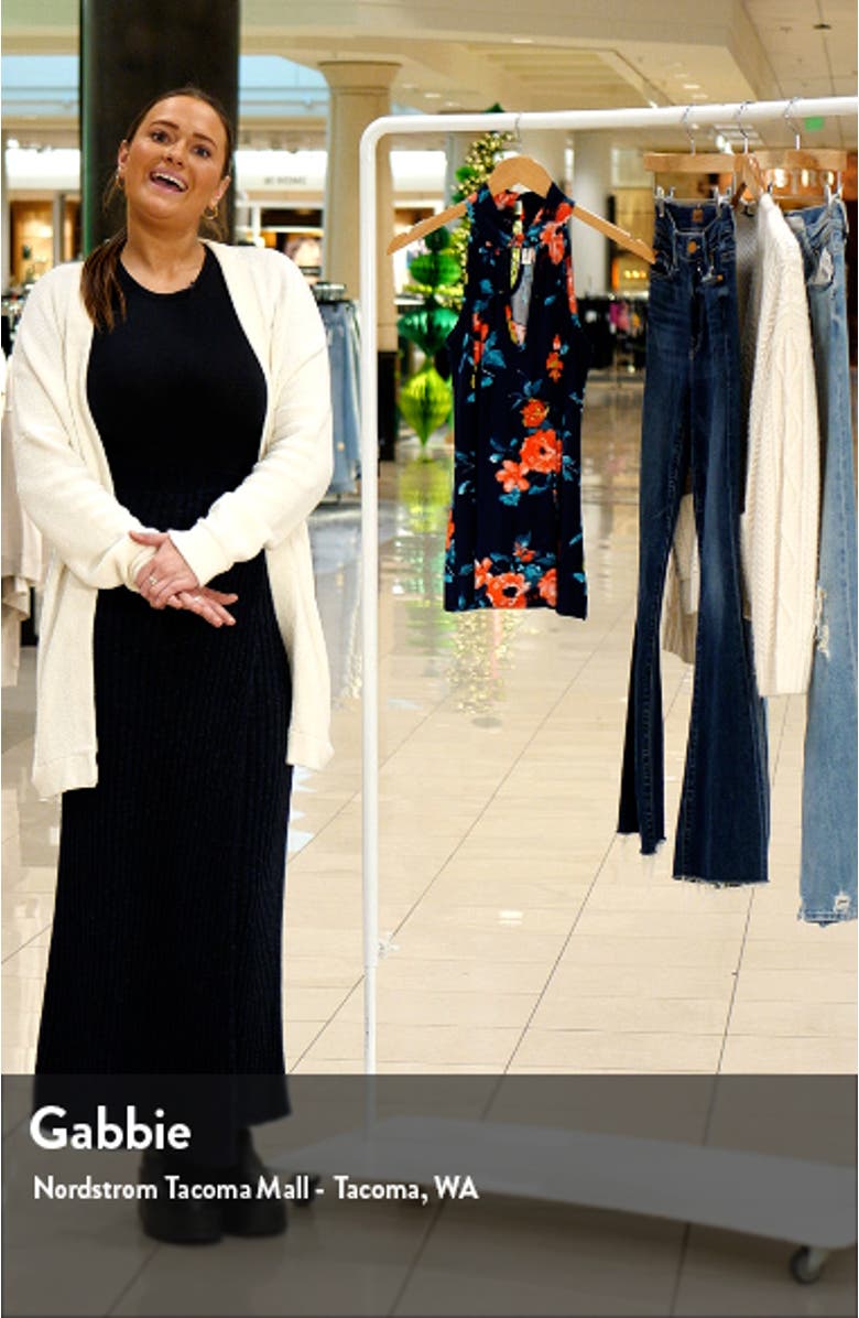 Floral Cutout Mock Neck Halter Top, sales video thumbnail