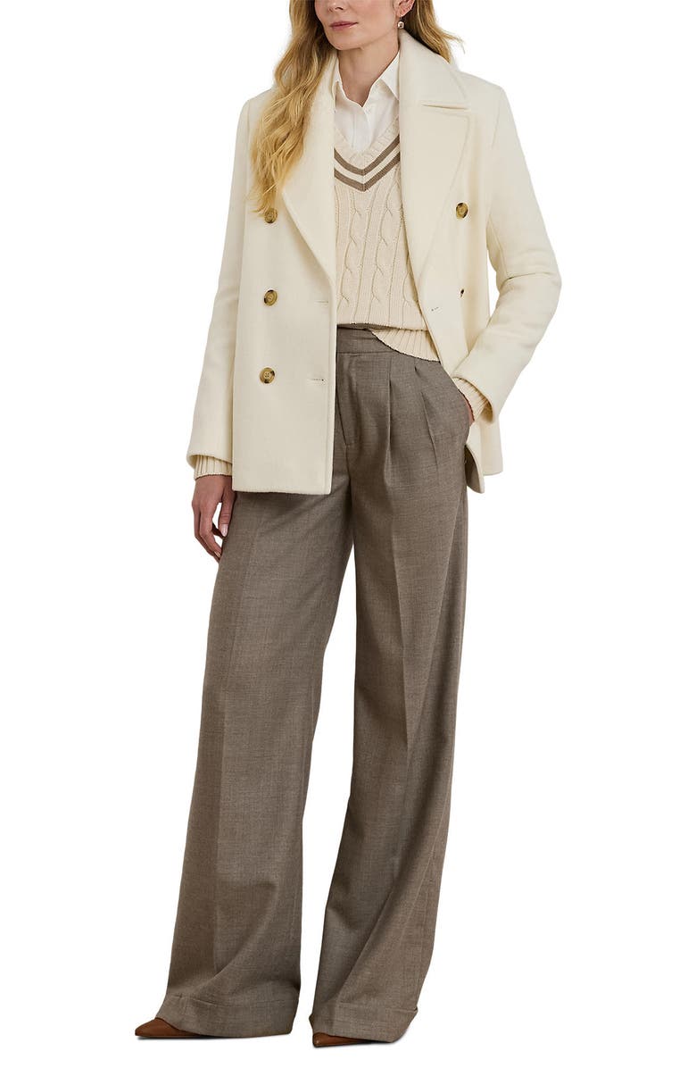 Lauren Ralph Lauren Wool Double Breasted Jacket, Alternate, color, Moda Cream