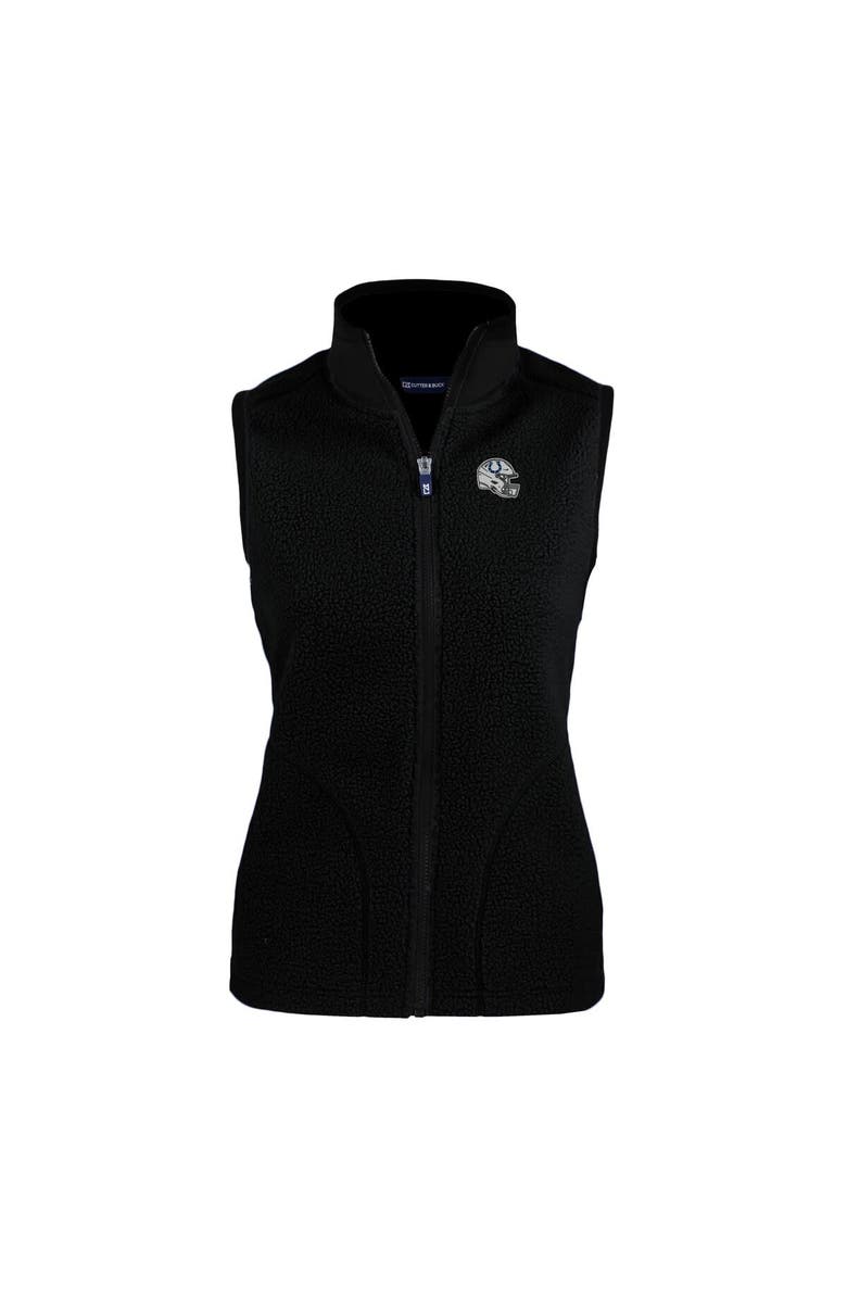 Cutter & Buck Women's Cutter & Buck Black Indianapolis Colts Helmet Logo Cascade Eco Sherpa Fleece Full-Zip Vest, Alternate, color, 
