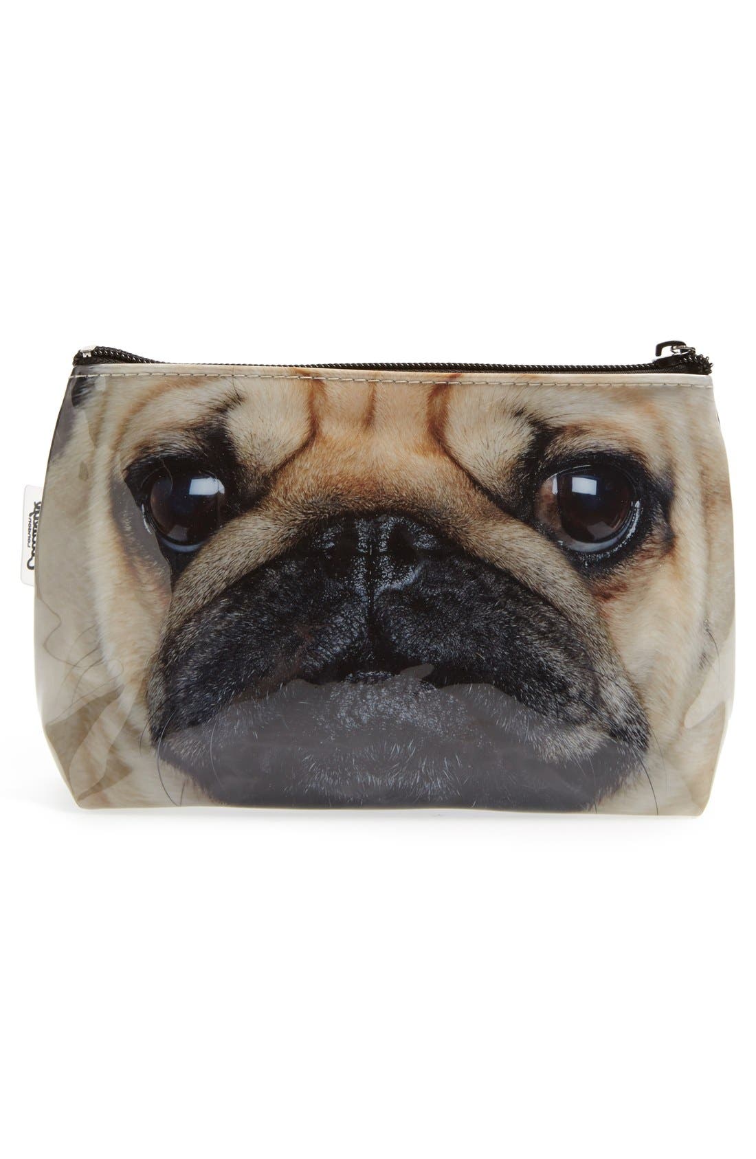 'Small Pug' Cosmetics Bag, Alternate, color, PUG