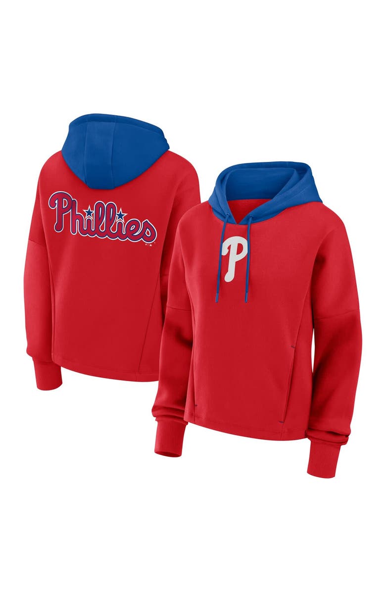 FANATICS Women's Fanatics Red Philadelphia Phillies Oversized High Hip Legacy Fleece Pullover Hoodie, Main, color, Red