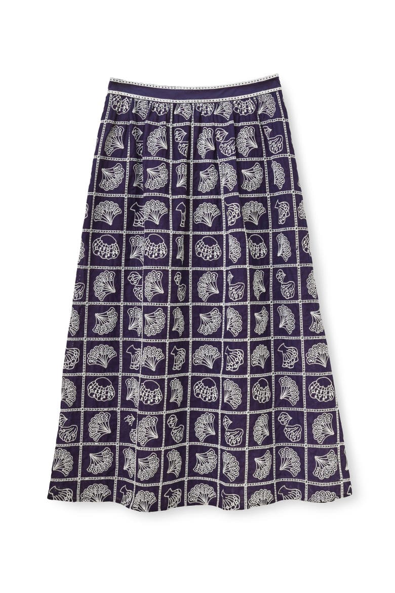 Celine Eyelet Midi Skirt, Main, color, Midnight Blue