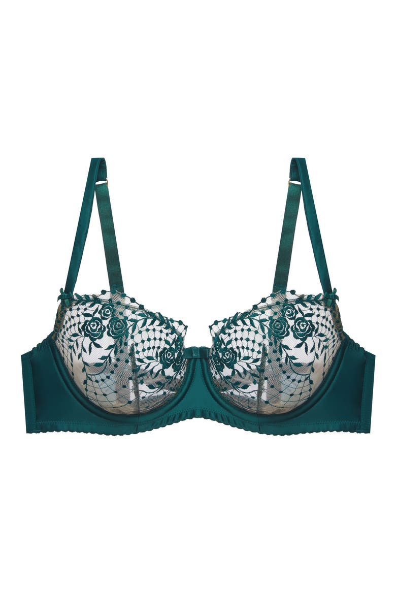 Julies Roses Underwire Balconette Bra, Alternate, color, DEEP TEAL