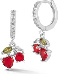 CHLOE AND MADISON Cherry Cubic Zirconia Huggie Hoop Earrings