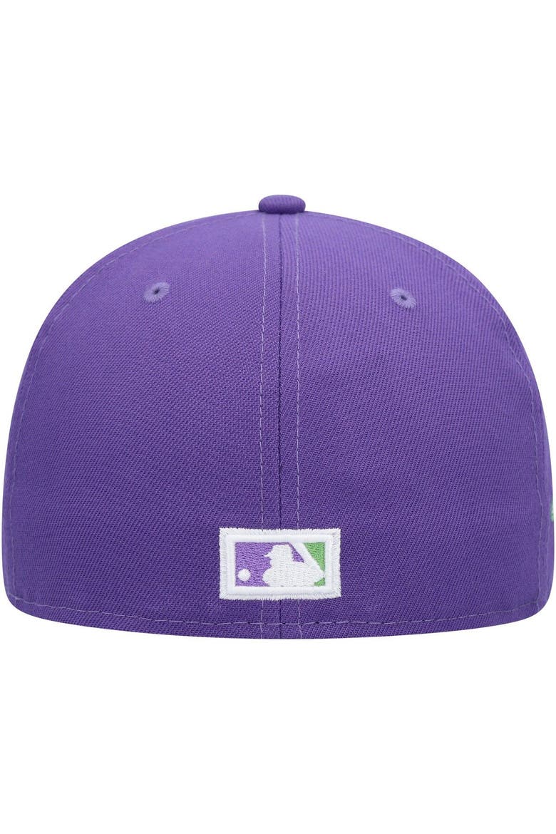 Men's New Era Purple California Angels Cooperstown Collection Lime Side Patch 59FIFTY Fitted Hat, Alternate, color, Purple