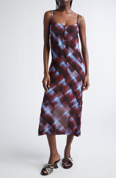 Domino Spray Painted Check Midi Dress