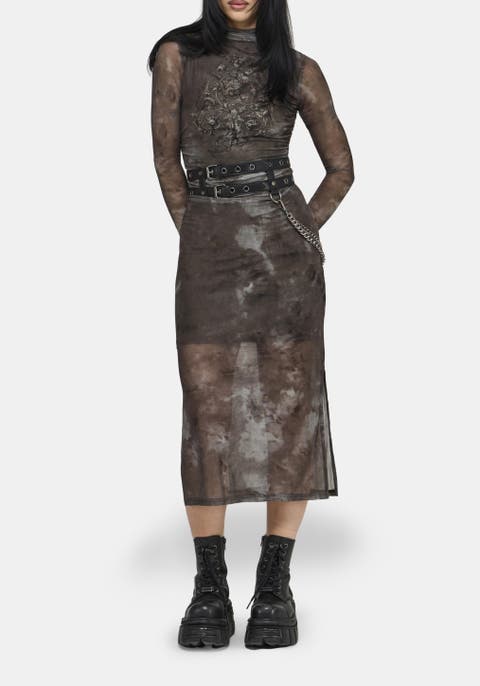 Eros Realm Graphic Mesh Midi Dress