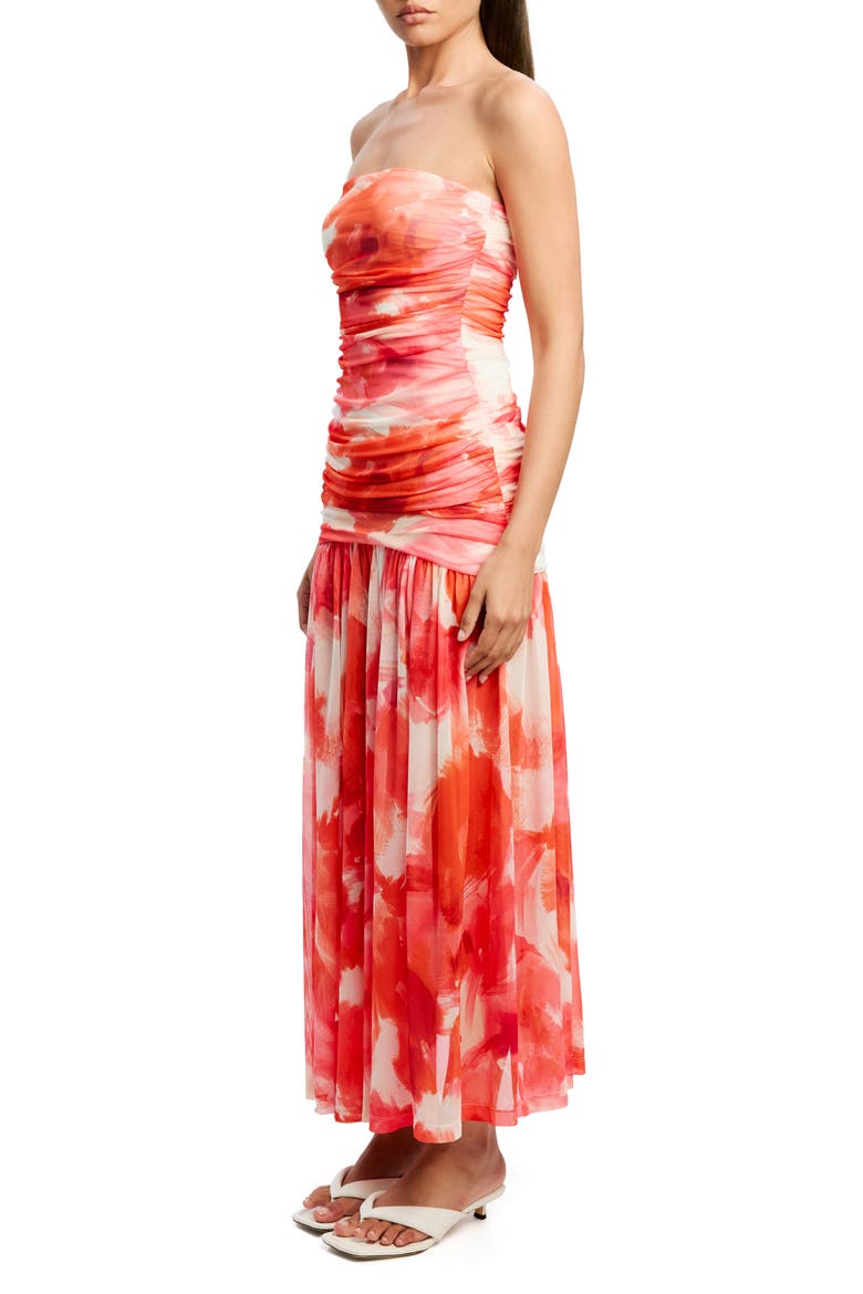 Solana Blurred Floral Drop Waist Mesh Maxi Dress, Alternate, color, PINK ABSTRACT