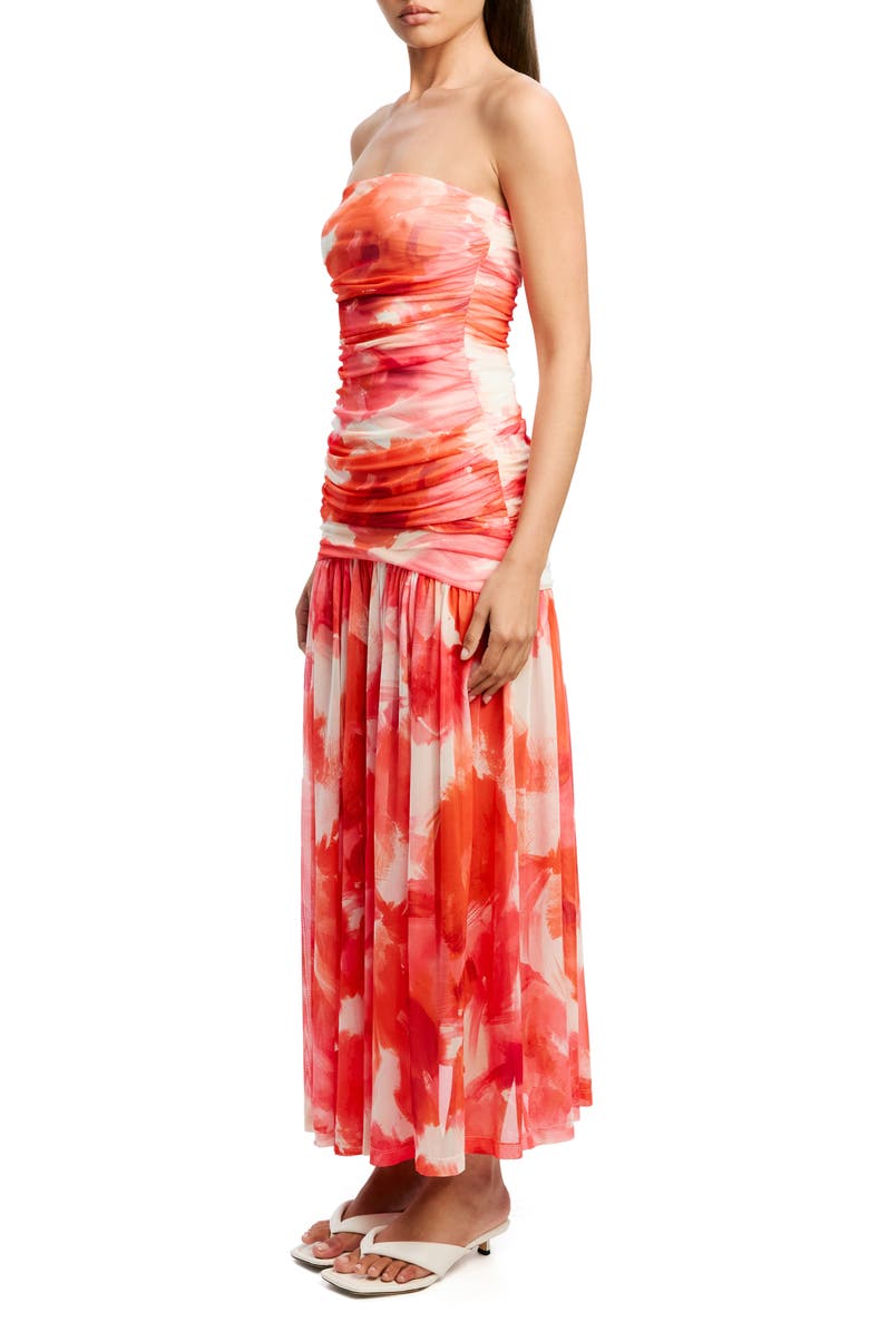Bardot Solana Blurred Floral Drop Waist Mesh Maxi Dress, Alternate, color, Pink Abstract