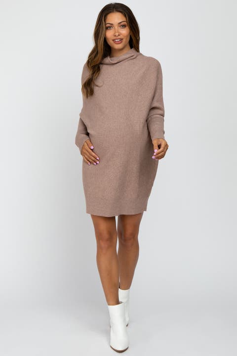 Funnel Neck Dolman Sleeve Mini Dress