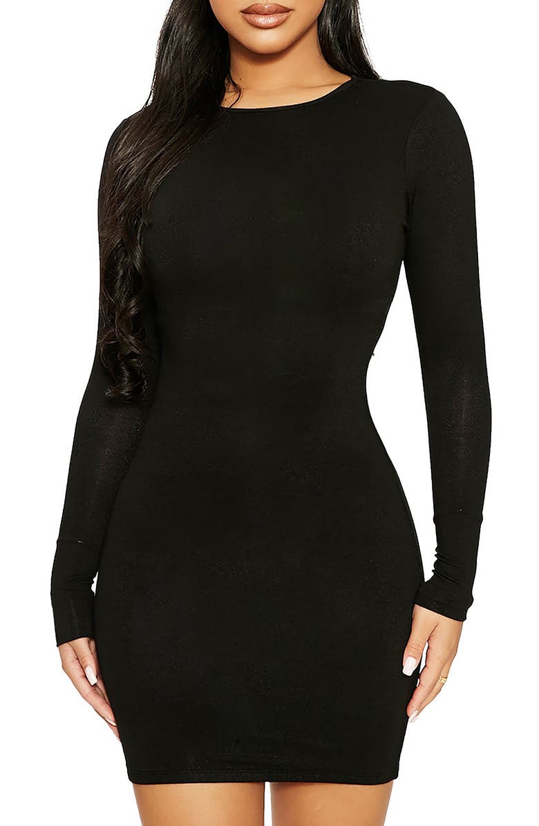 Naked Wardrobe Got U in a Bind Long Sleeve Minidress, Alternate, color, 
