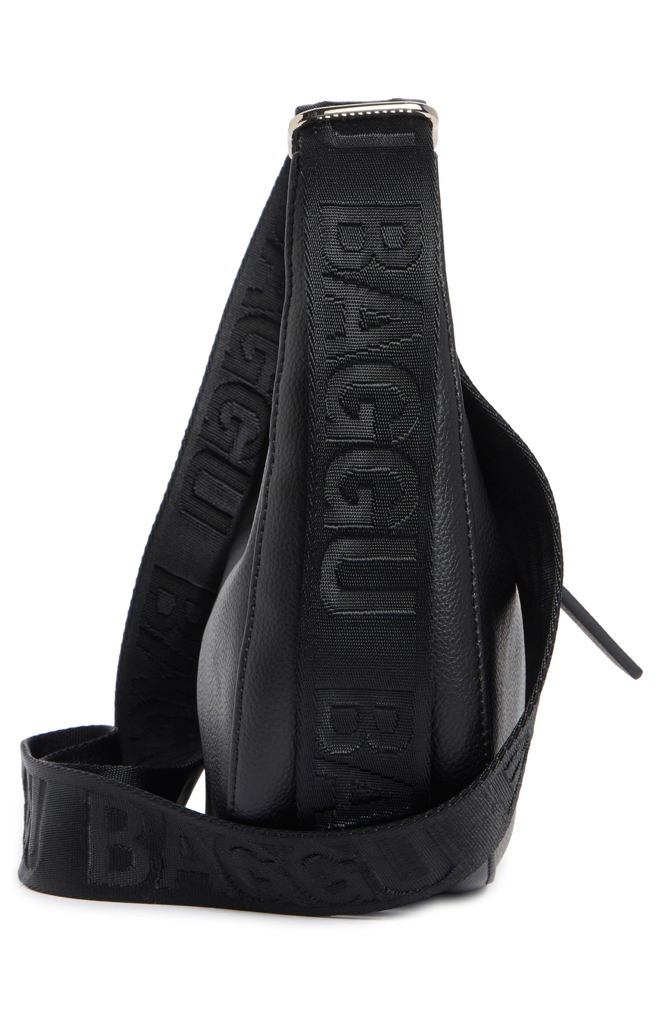 Baggu Small Recycled Leather Crescent Bag, Alternate, color, Black