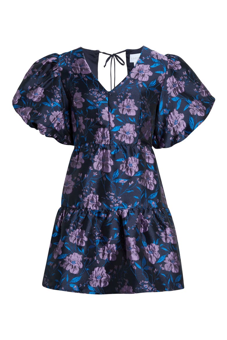 Nicole Floral Jacquard Minidress, Alternate, color, NAVY-MULTI