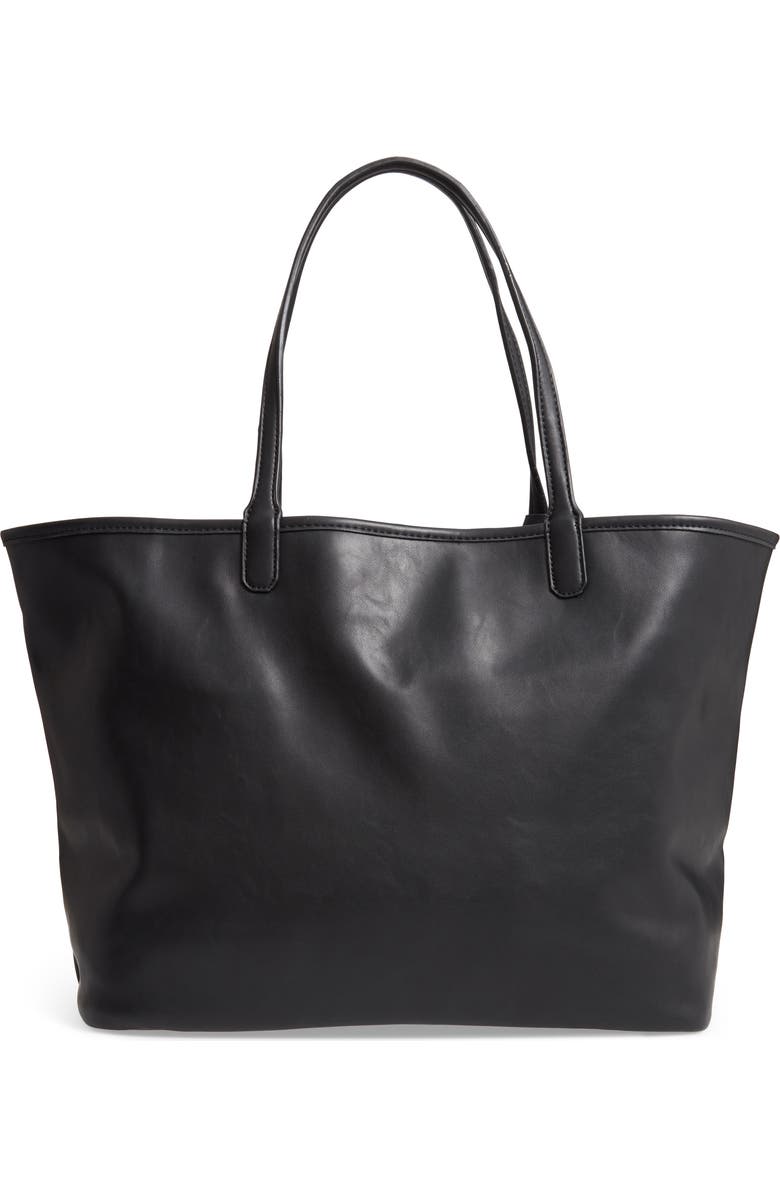 Mali + Lili Tina Leopard Print & Vegan Leather Reversible Tote, Main, color,