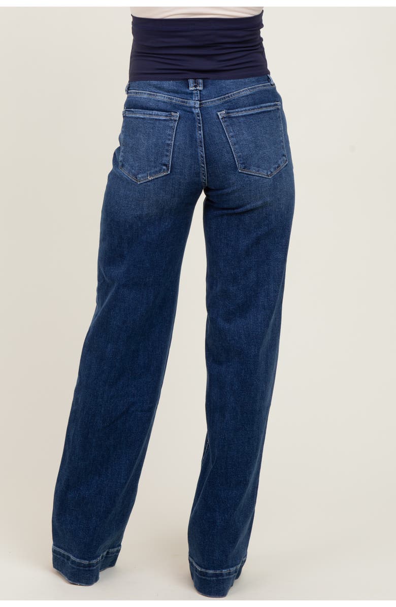 PinkBlush Trouser Hem Wide Leg Maternity Jeans, Alternate, color, Navy Blue