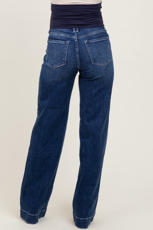 Pinkblush Trouser Hem Wide Leg Maternity Jeans In Blue
