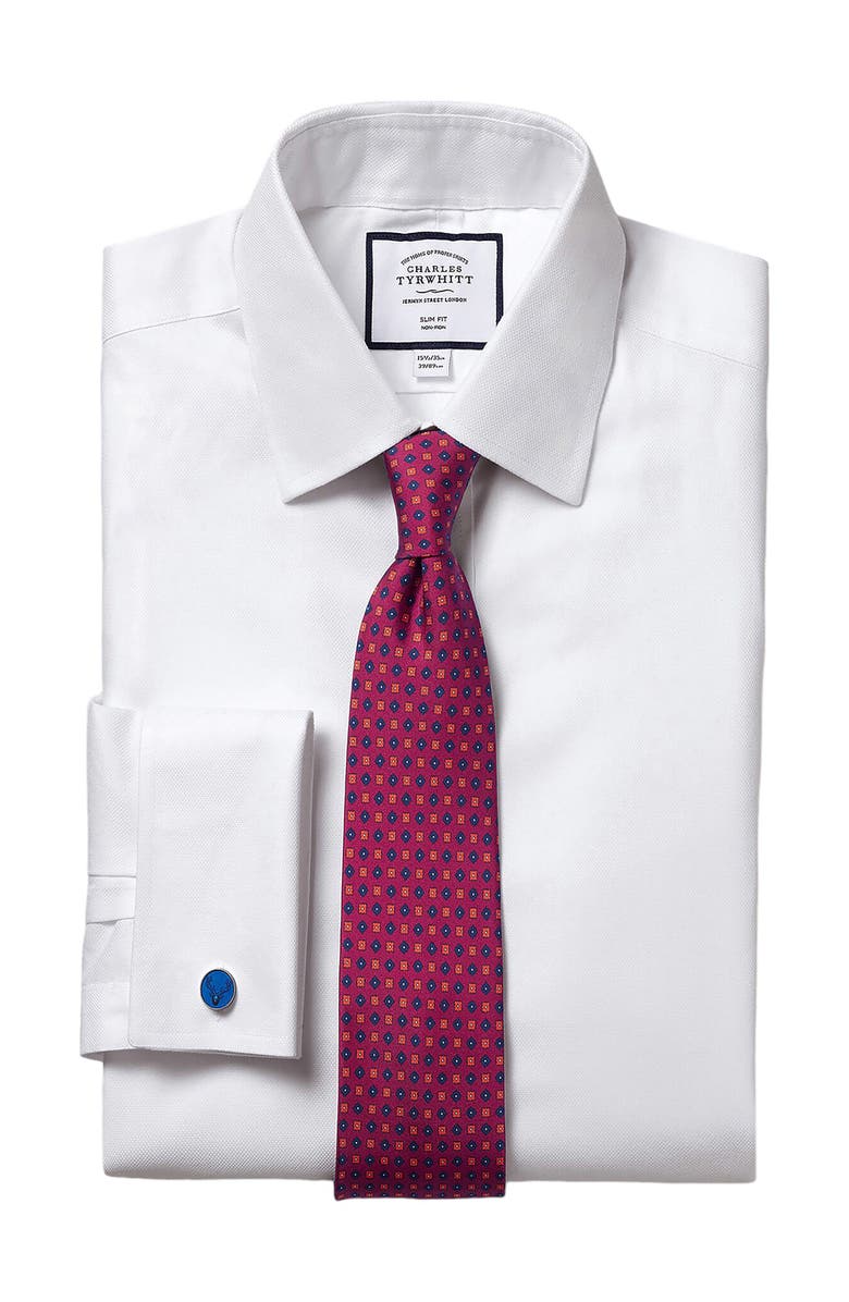 Charles Tyrwhitt Non-Iron Royal Oxford Slim Fit Shirt Single Cuff, Alternate, color, White