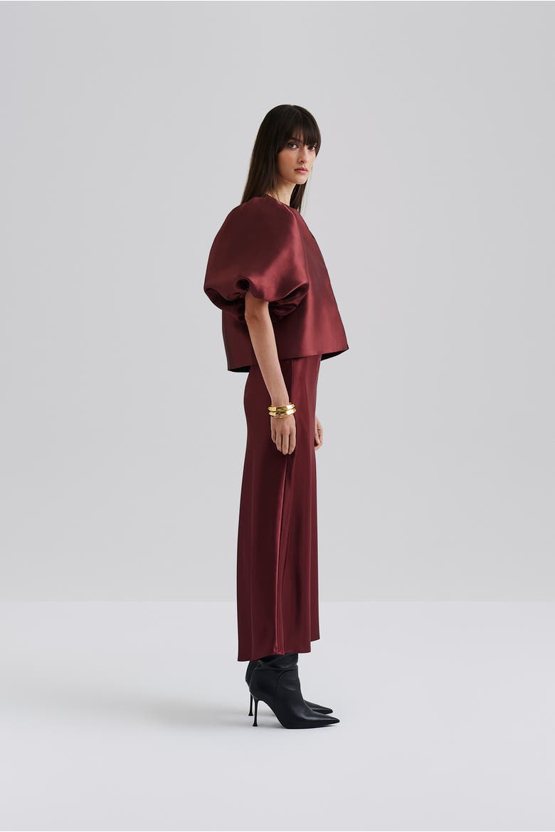 Cleo Pouf Balloon Sleeve Blouse, Alternate, color, Wine