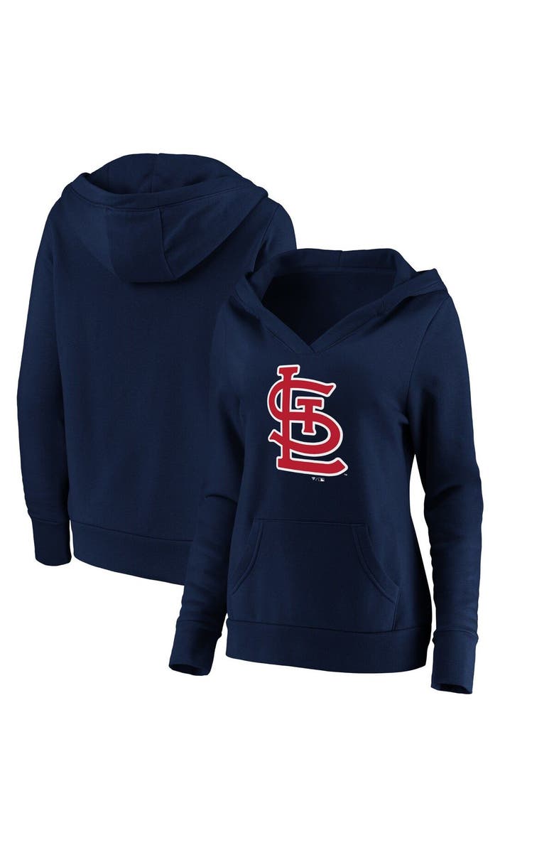 FANATICS Women's Fanatics Branded Navy St. Louis Cardinals Official Logo Crossover V-Neck Pullover Hoodie, Alternate, color, Navy
