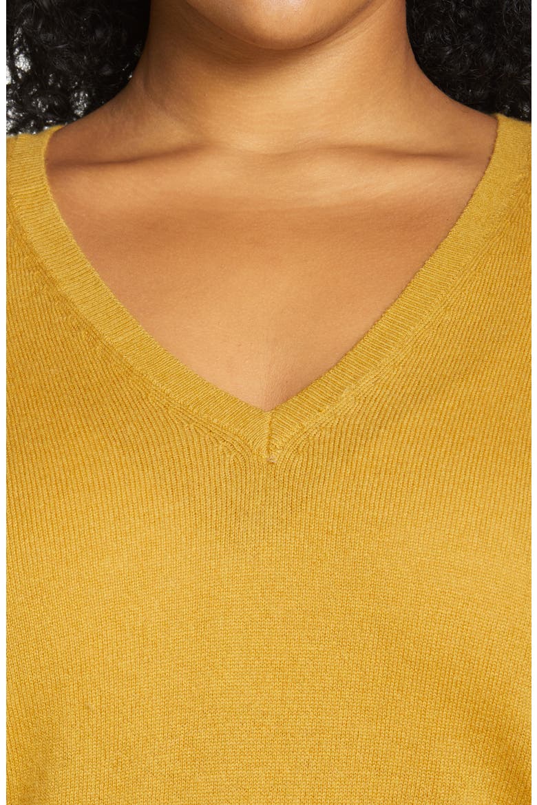 V-Neck Wool & Cashmere Sweater, Alternate, color, GOLDEN MUSTARD