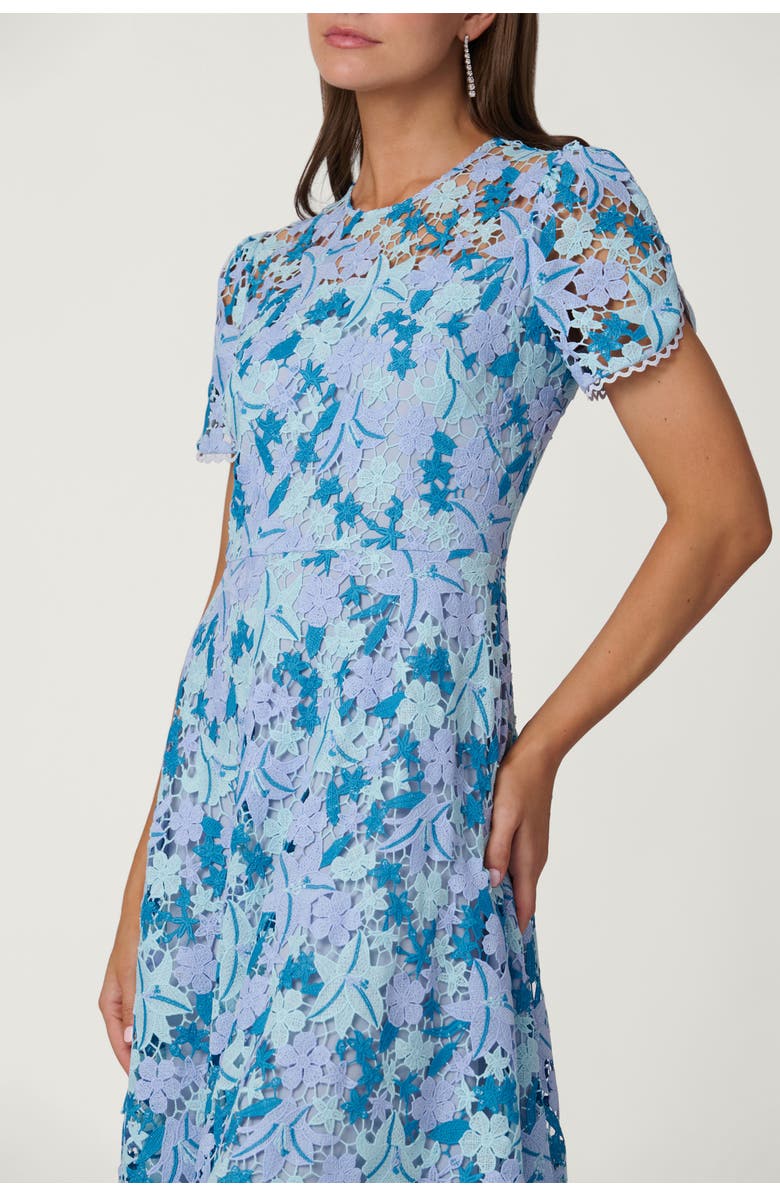 Shoshanna Midnight Tricolor Lace Preston Dress, Alternate, color, Light Blue/Periwinkle/Slate