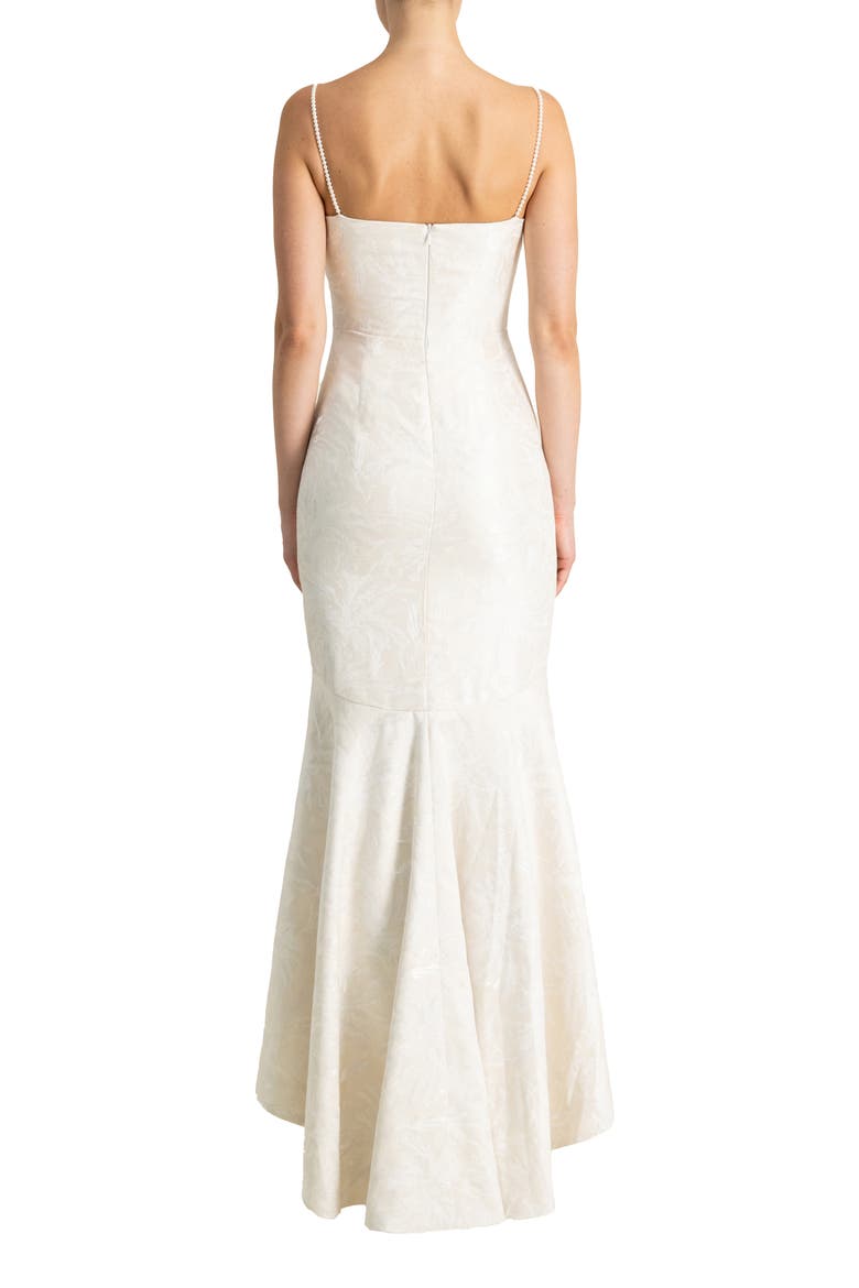 Sleeveless Jacquard High-Low Gown, Alternate, color, PEARL