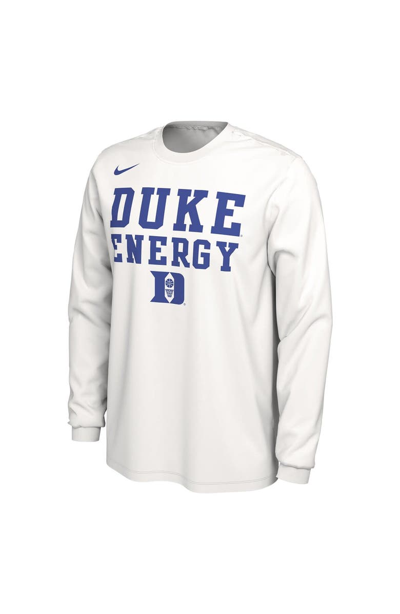 Nike Unisex Nike  White Duke Blue Devils 2024 On-Court Bench Energy Long Sleeve T-Shirt, Alternate, color, 