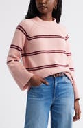 Caslon® Bell Sleeve Mock Neck Merino Wool & Cotton Sweater