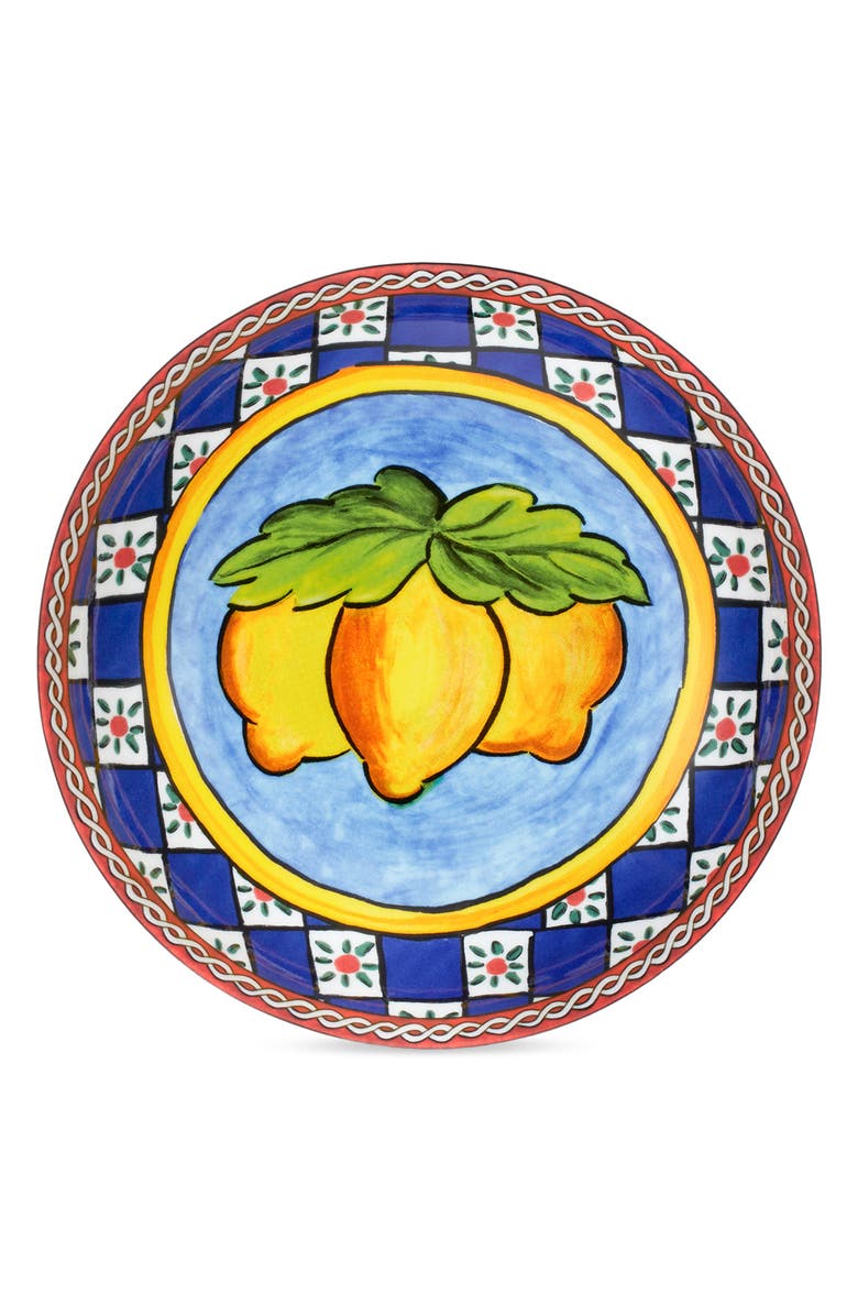 Dolce&Gabbana Set of 2 Carretto Lemon Porcelain Soup Bowls, Alternate, color, Blue