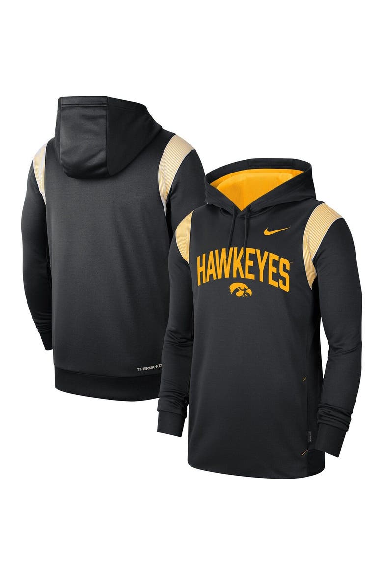 Men's Nike Black Iowa Hawkeyes 2022 Game Day Sideline Performance Pullover Hoodie, Main, color, Black