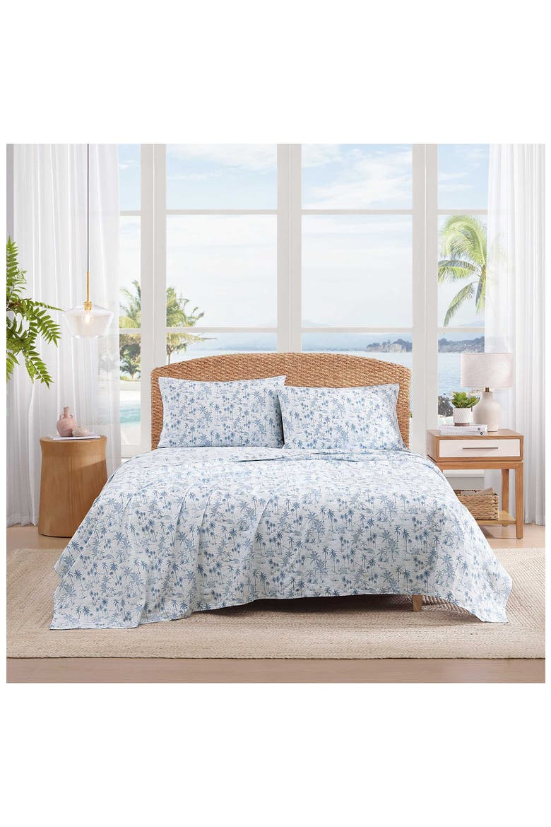 Surfside Cotton Percale Sheet Set, Alternate, color, WHITE / BLUE MULTI