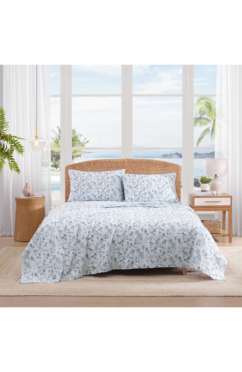Tommy Bahama Surfside Cotton Percale Sheet Set, Alternate, color, White / Blue Multi