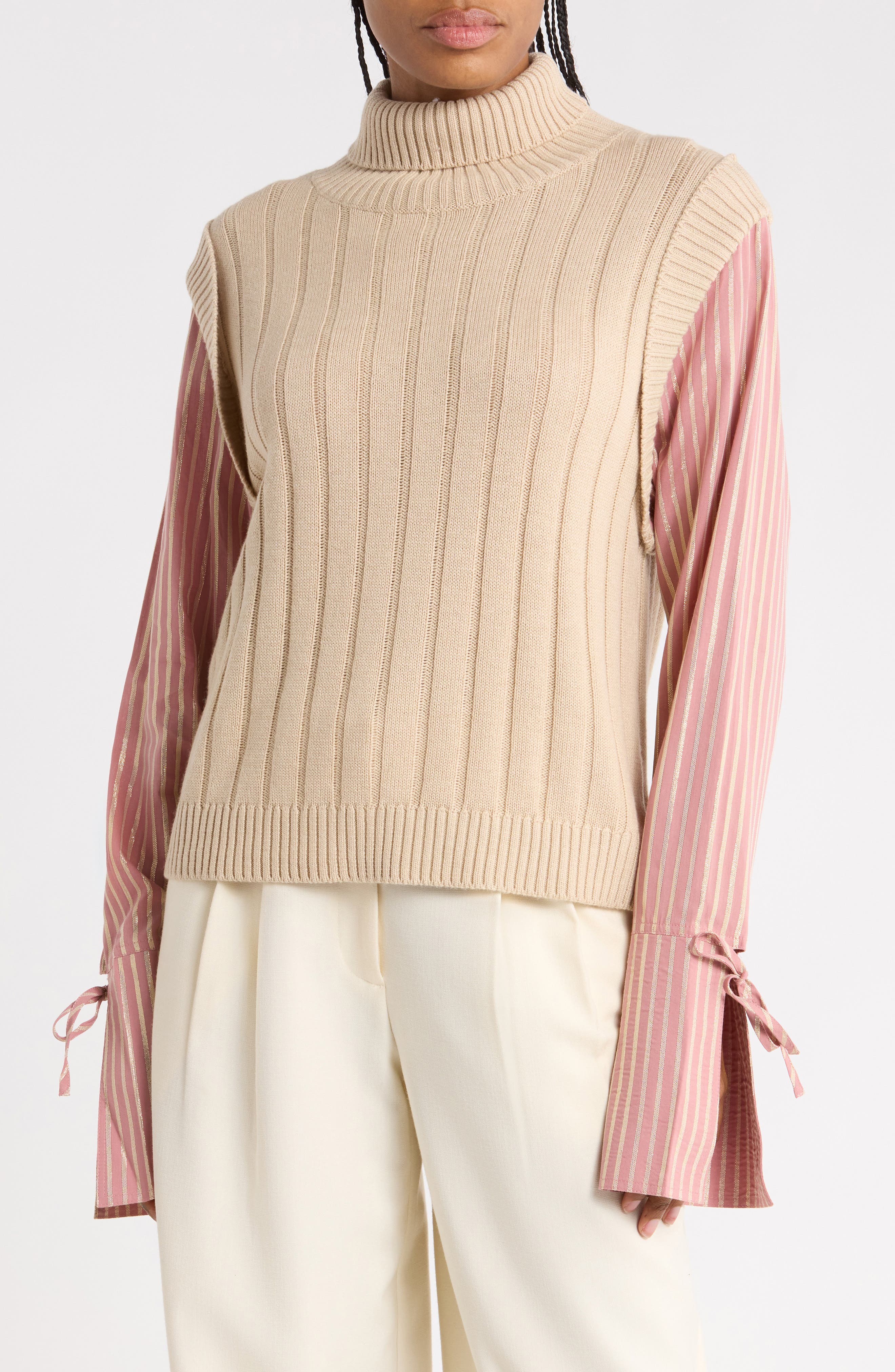 Paola Mixed Media Cotton & Wool Sweater
