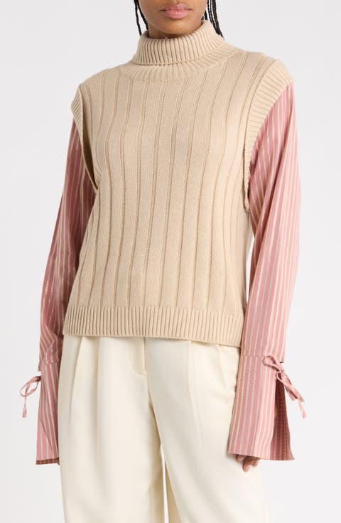 Paola Mixed Media Cotton & Wool Sweater