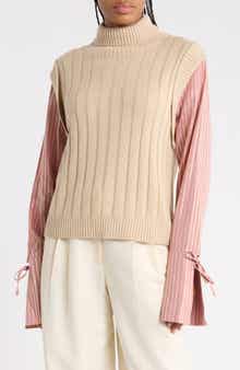 Paola Mixed Media Cotton & Wool Sweater