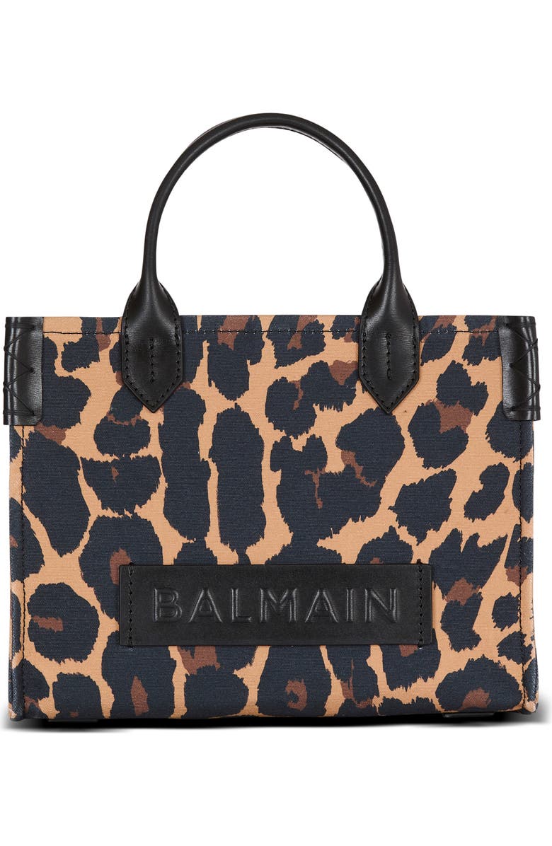 Balmain Small B-Army Leopard Print Canvas Crossbody Bag, Main, color, Multi Grey