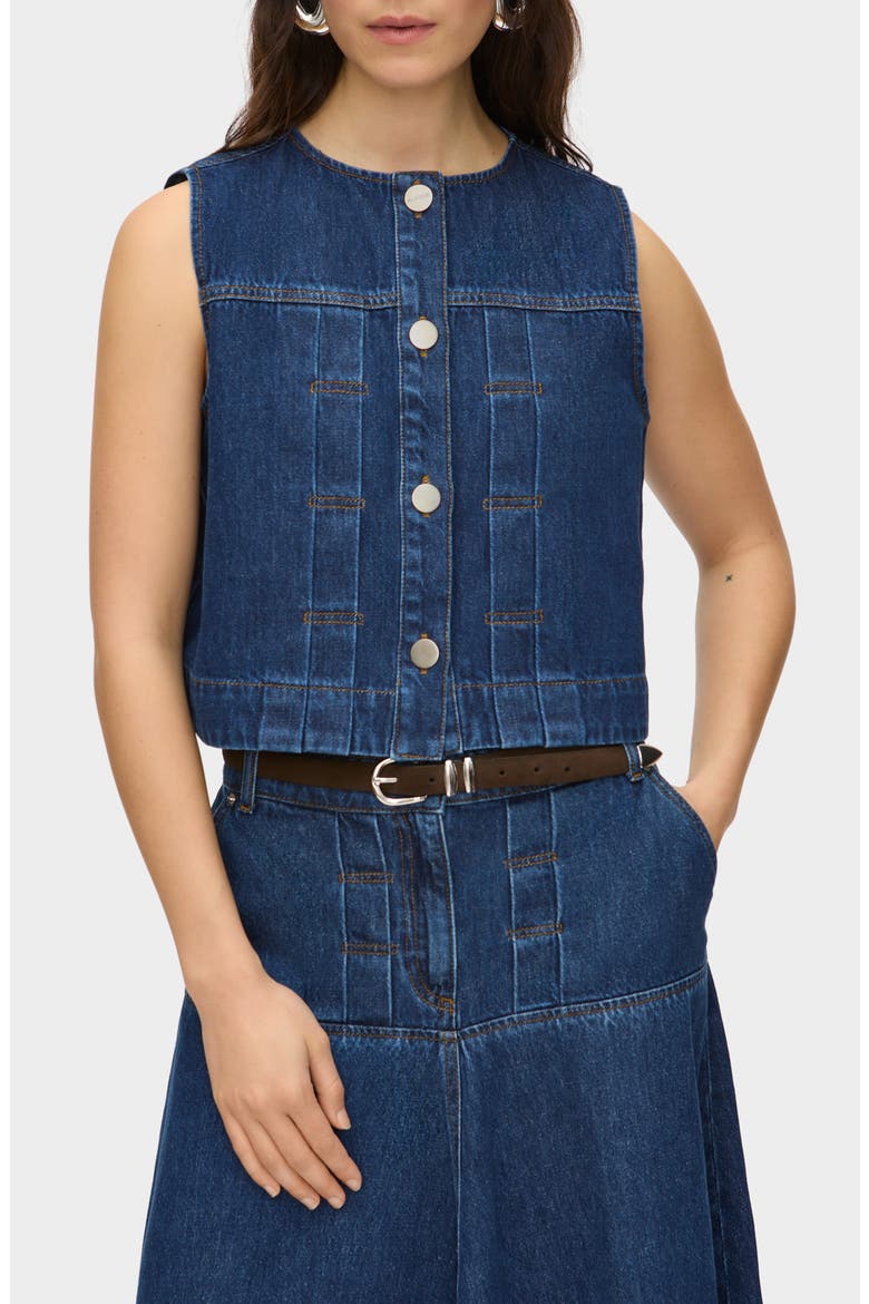 Bobbie Denim Vest, Main, color, OCEAN BLUE