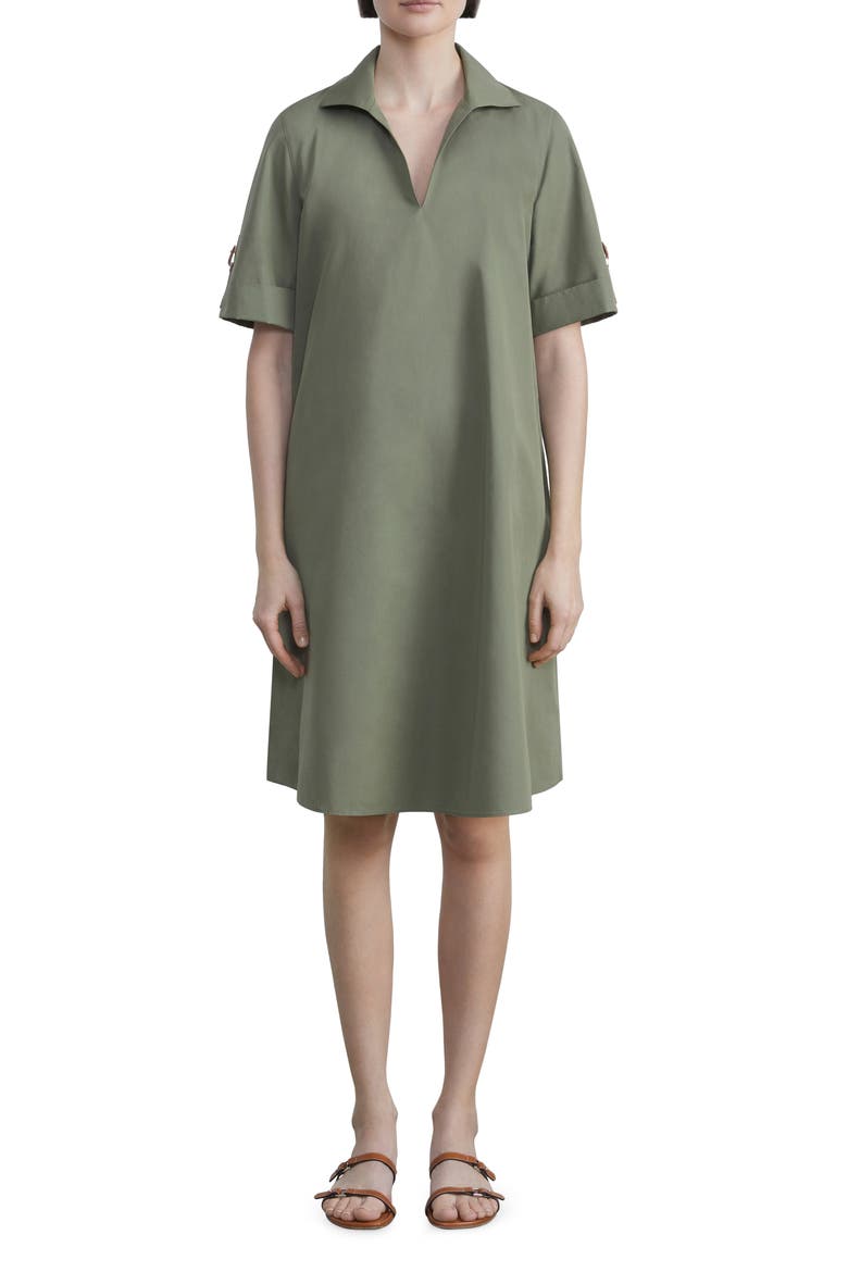 Maggie Cotton Shift Dress, Main, color, DEEP BASIL