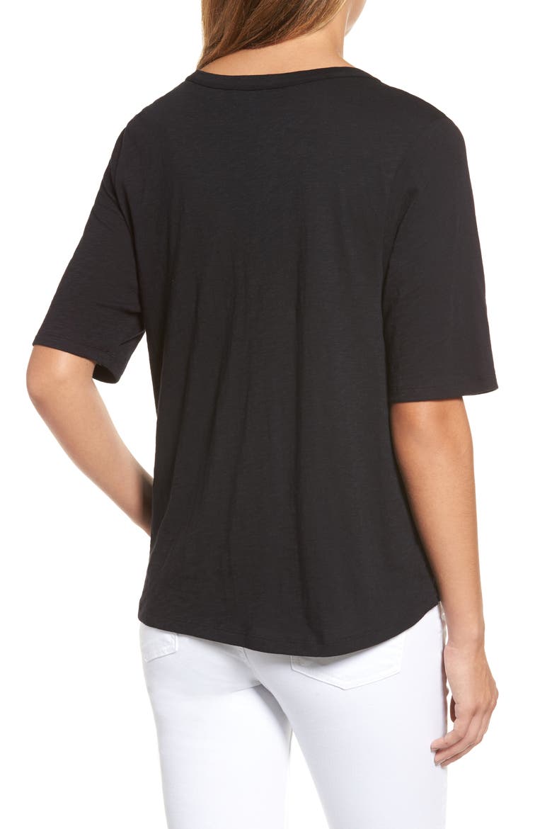 Tie Front Tee, Alternate, color, BLACK