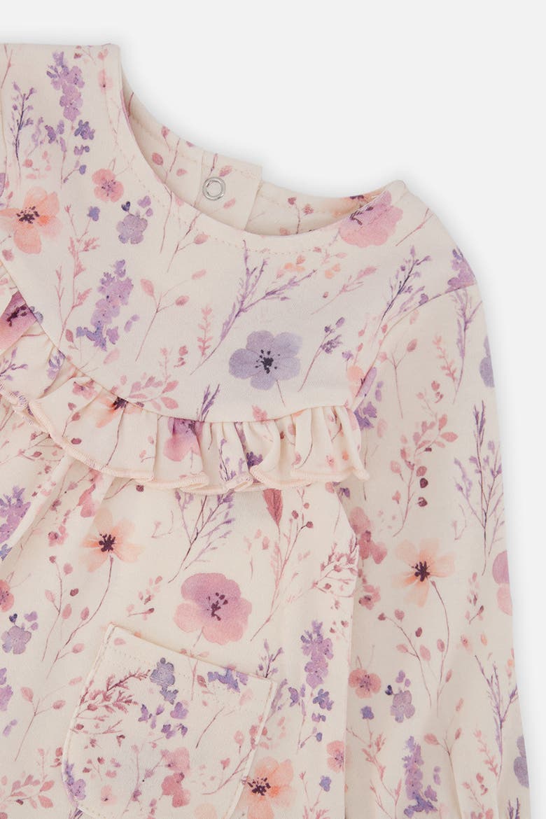 Organic Cotton Ruffle Pocket Dress and Legging Set, Alternate, color, Pink Printed Flowers