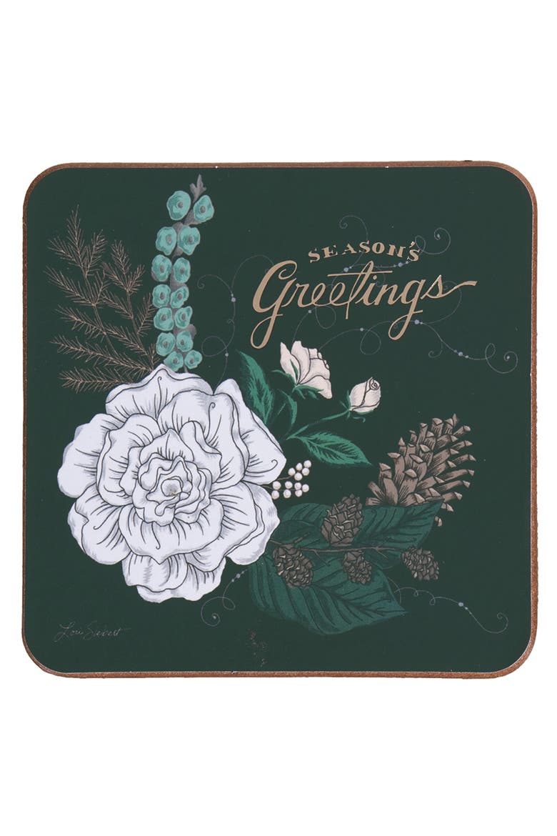 Emerald Christmas Coaster, Set of 4, Alternate, color, Green