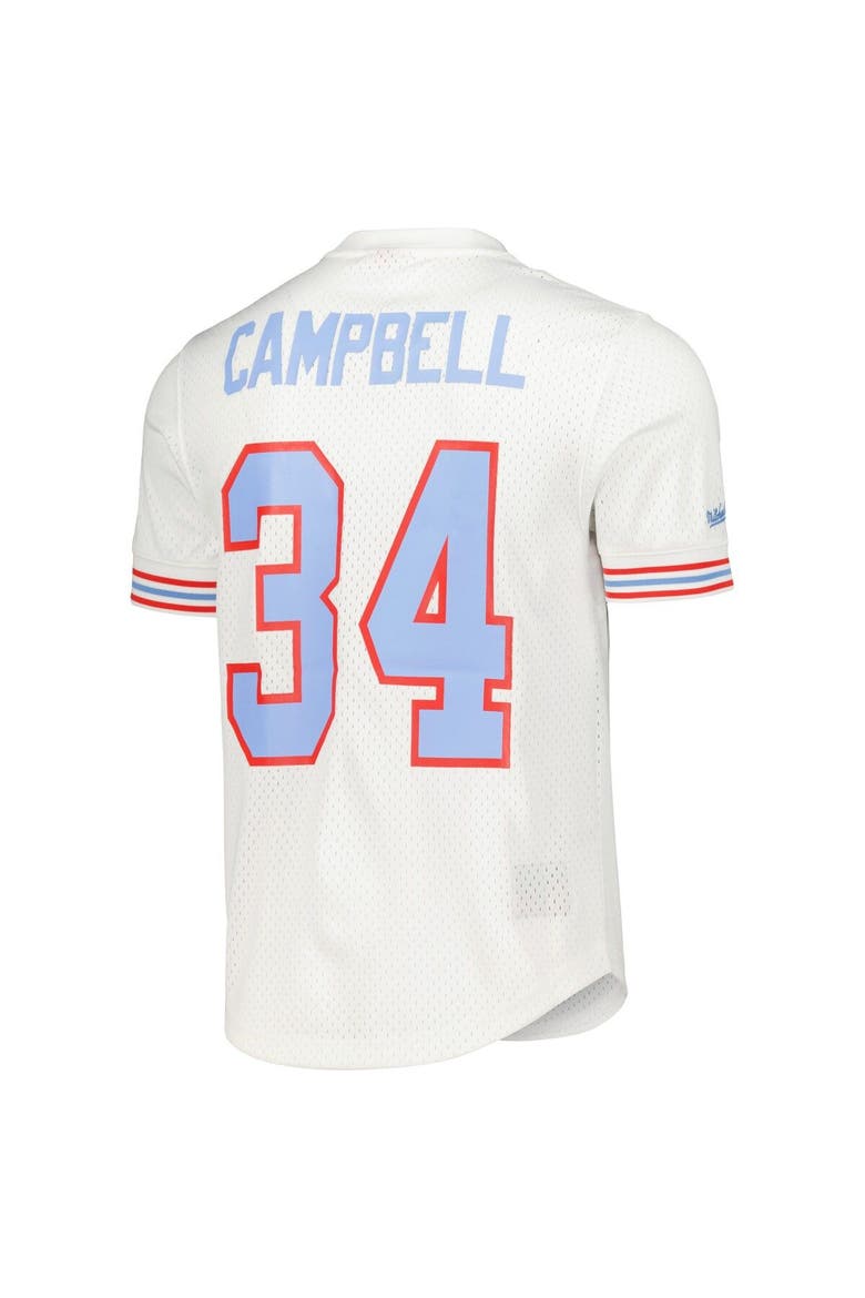 Men's Mitchell & Ness Earl Campbell White Houston Oilers Gridiron Classics Retired Player Name & Number Mesh Top, Alternate, color, White