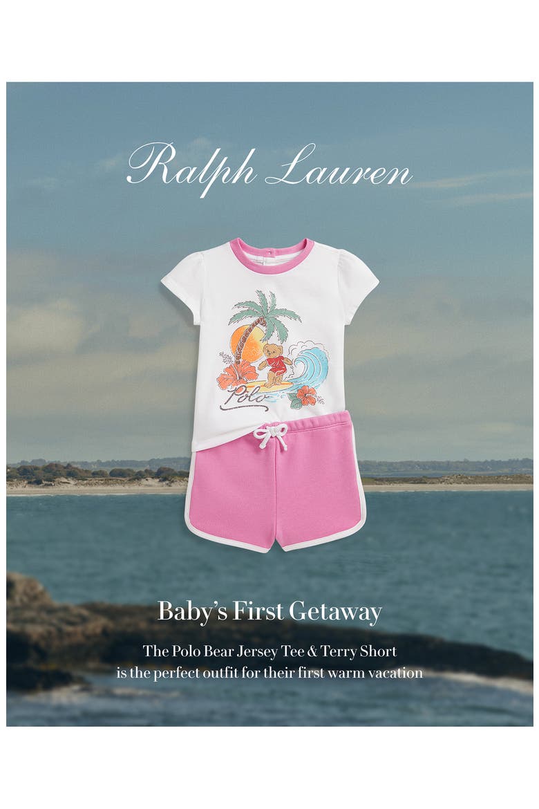 Polo Bear Jersey Graphic T-Shirt & Terry Shorts Set, Alternate, color, WHITE