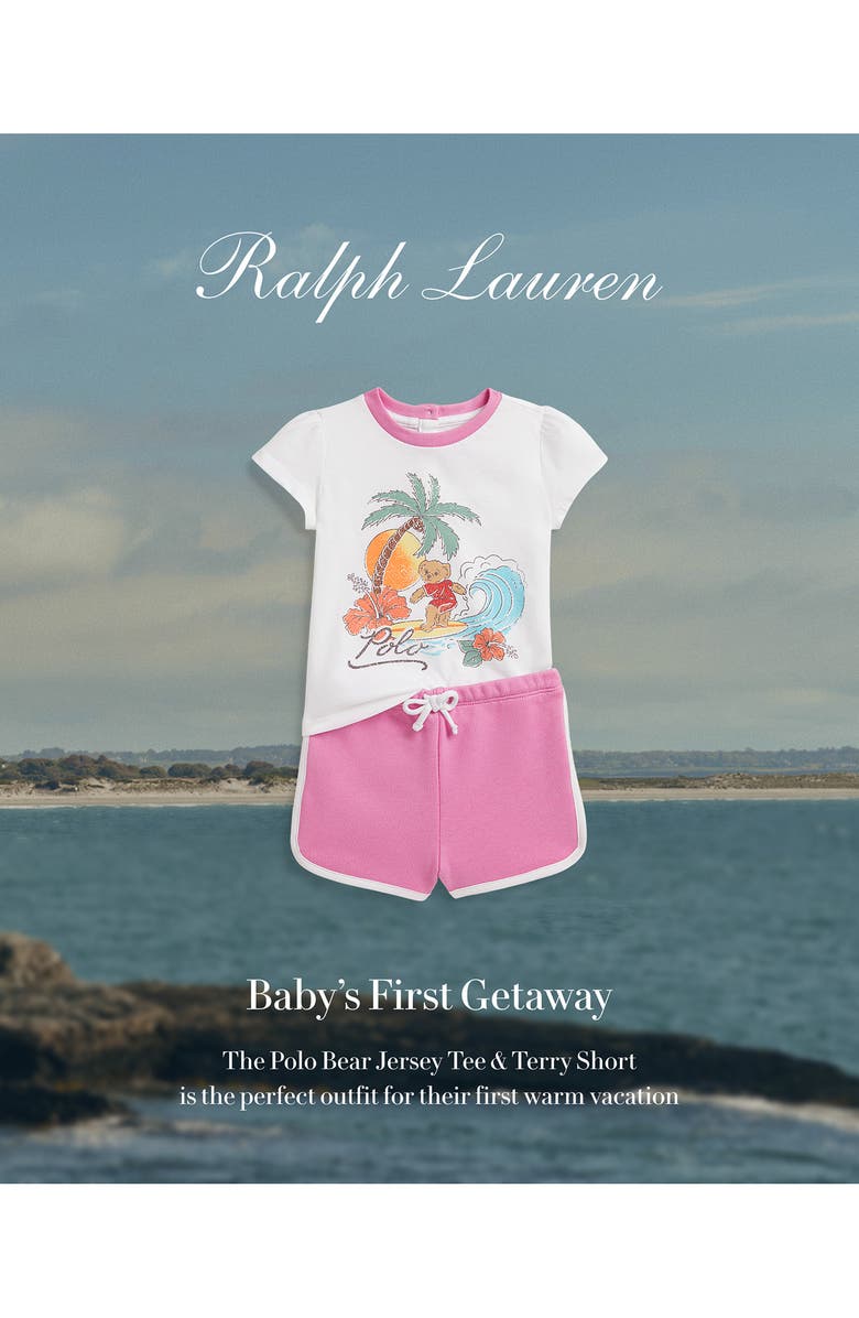 Ralph Lauren Polo Bear Jersey Graphic T-Shirt & Terry Shorts Set, Alternate, color, White