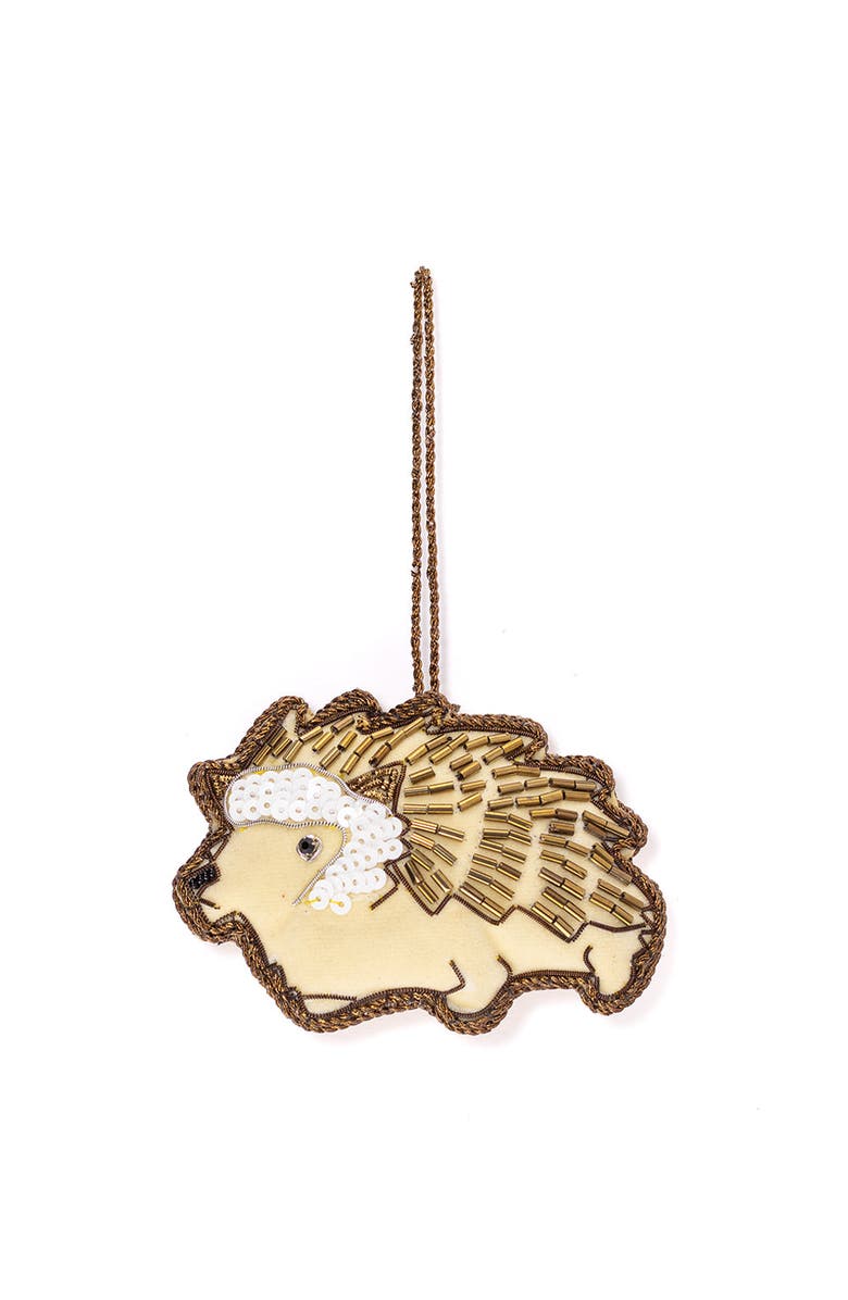 Matr Boomie Larissa Plush Hedgehog Beaded Fabric Ornament - Embroidered, Main, color, White